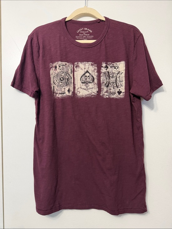 Lucky Brand Other - Lucky Brand Short-Sleeve Graphic Tee in Maroon with Playing Card Motif